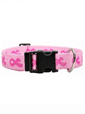 Size M & L Pink Ribbon - Breast Cancer Awareness Pet Dog Collar